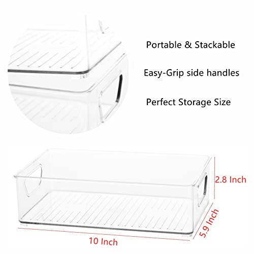 Stackable Clear Plastic Pantry Organizer Bins for Kitchen, Fridge, and Cabinet Storage P3917