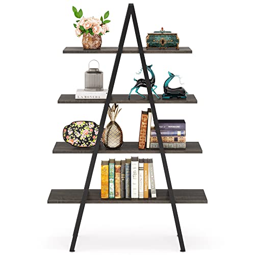 4-Tier A-Shaped Ladder Bookshelf with Open Shelves T590
