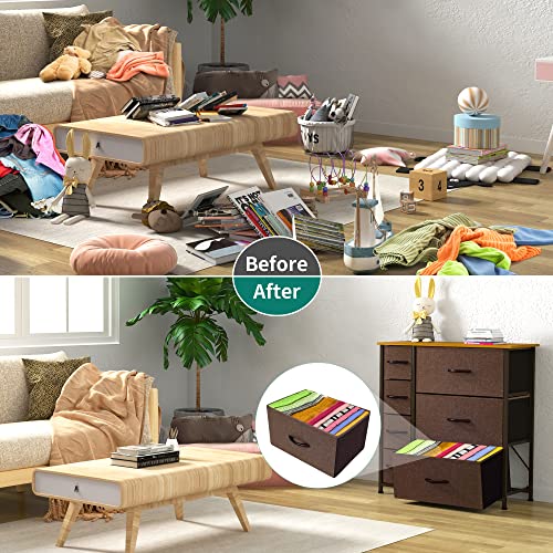 Dresser with 7 Drawers & Fabric Storage Tower for Bedroom, Living Room, Hallway N4314