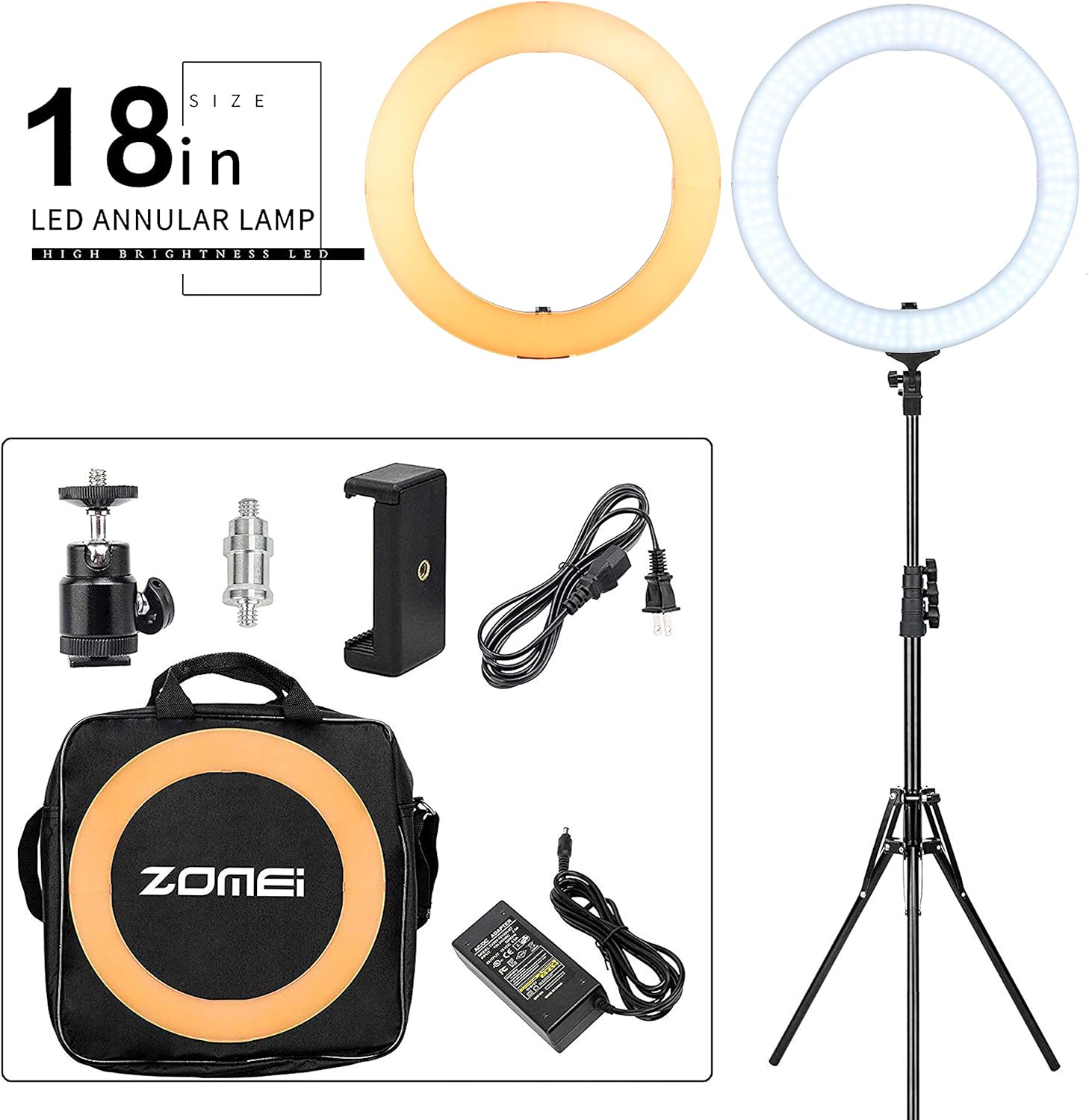 18 Inch Ring Light with Tripod Stand, Dimmable LED Circle Light C579