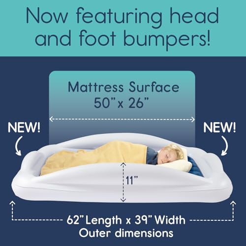 Inflatable Toddler Travel Bed with Safety Bumpers, Portable Air Mattress for Kids C59869
