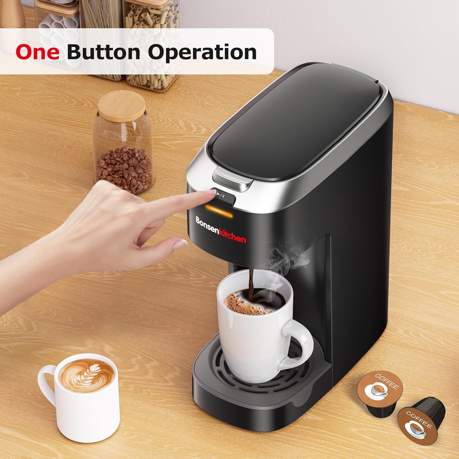 Single Serve Coffee Maker for K Cup Capsule, Fast Brewing, 6 to 12oz Brew Sizes V1235