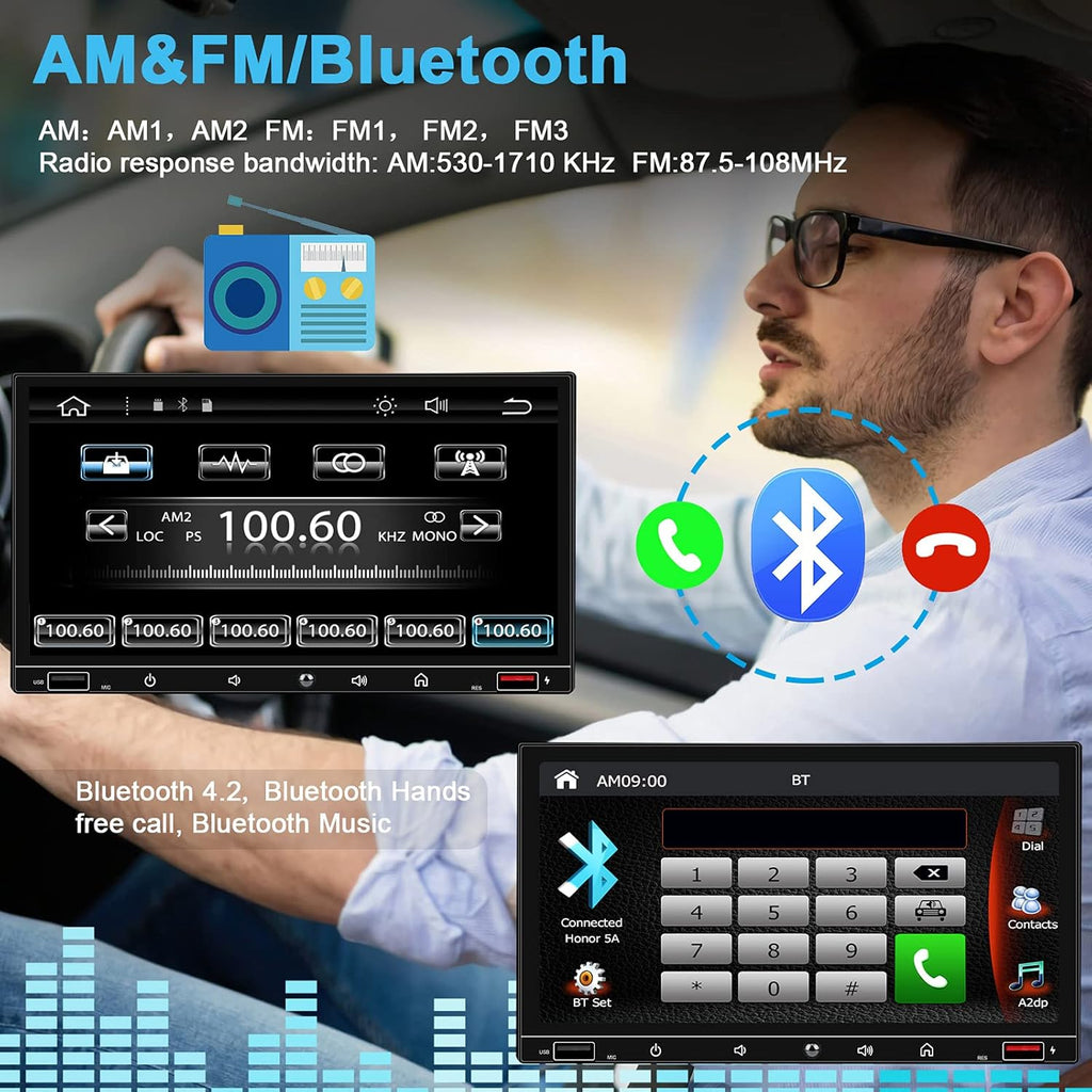 Double Din Car Stereo with 7 Inch Touchscreen, Carplay and Android Auto C339
