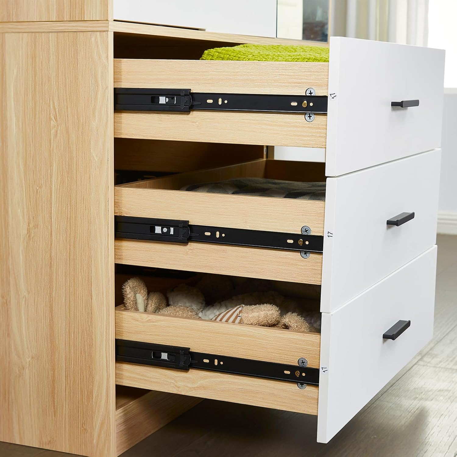 Wardrobe Closet with 3 Drawers, 2 Doors, and Mirror C1354