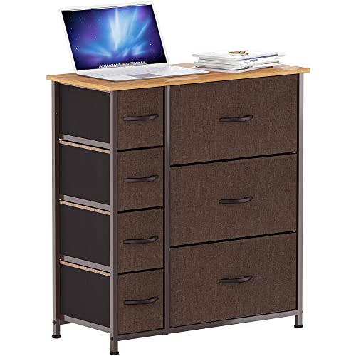 Dresser with 7 Drawers & Fabric Storage Tower for Bedroom, Living Room, Hallway N4314