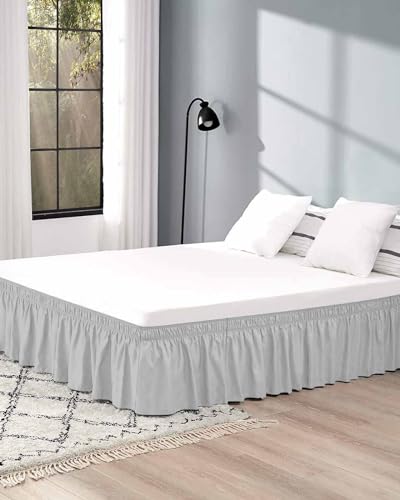 Cal King Bed Skirt 18 Inch Drop, Elastic Wrap Around Dust Ruffle Z8805