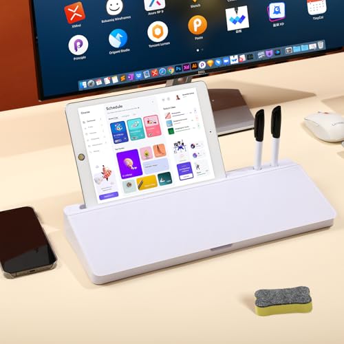 Glass Dry Erase Desktop Whiteboard with Storage X8709