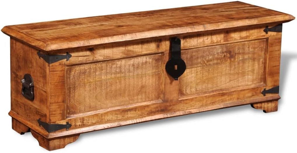 Wooden Storage Chest with Lid, Large Rustic Trunk for Living Room and Bedroom R585529
