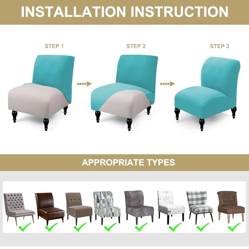 Stretch Armless Accent Chair Cover, 2 Pack, Washable E585162
