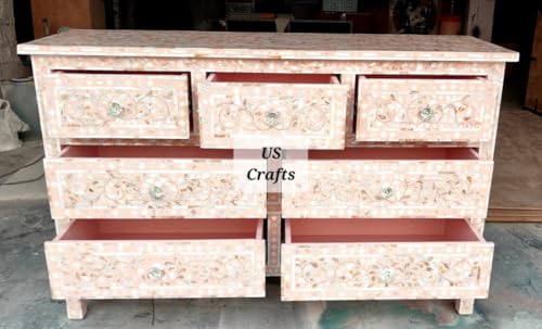 Hand Painted Wooden Chest of Drawers with Floral Design W355592
