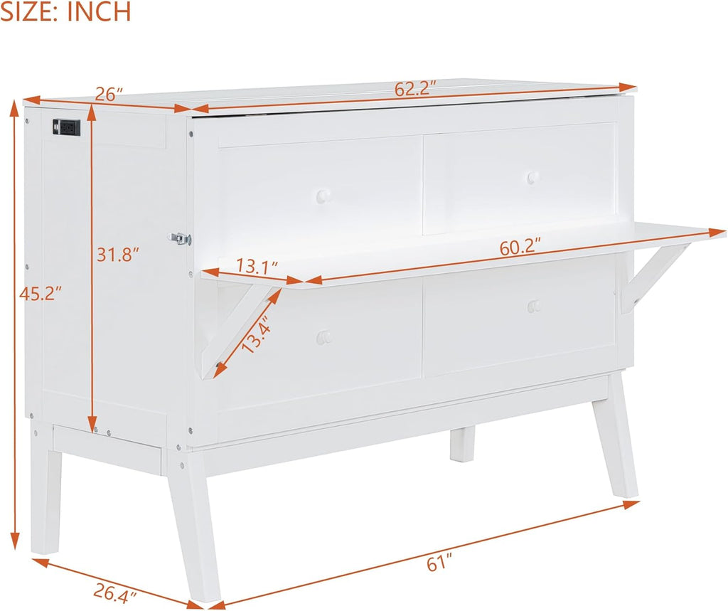 Queen Murphy Bed with Desk, Shelves, and Charging Station B221925