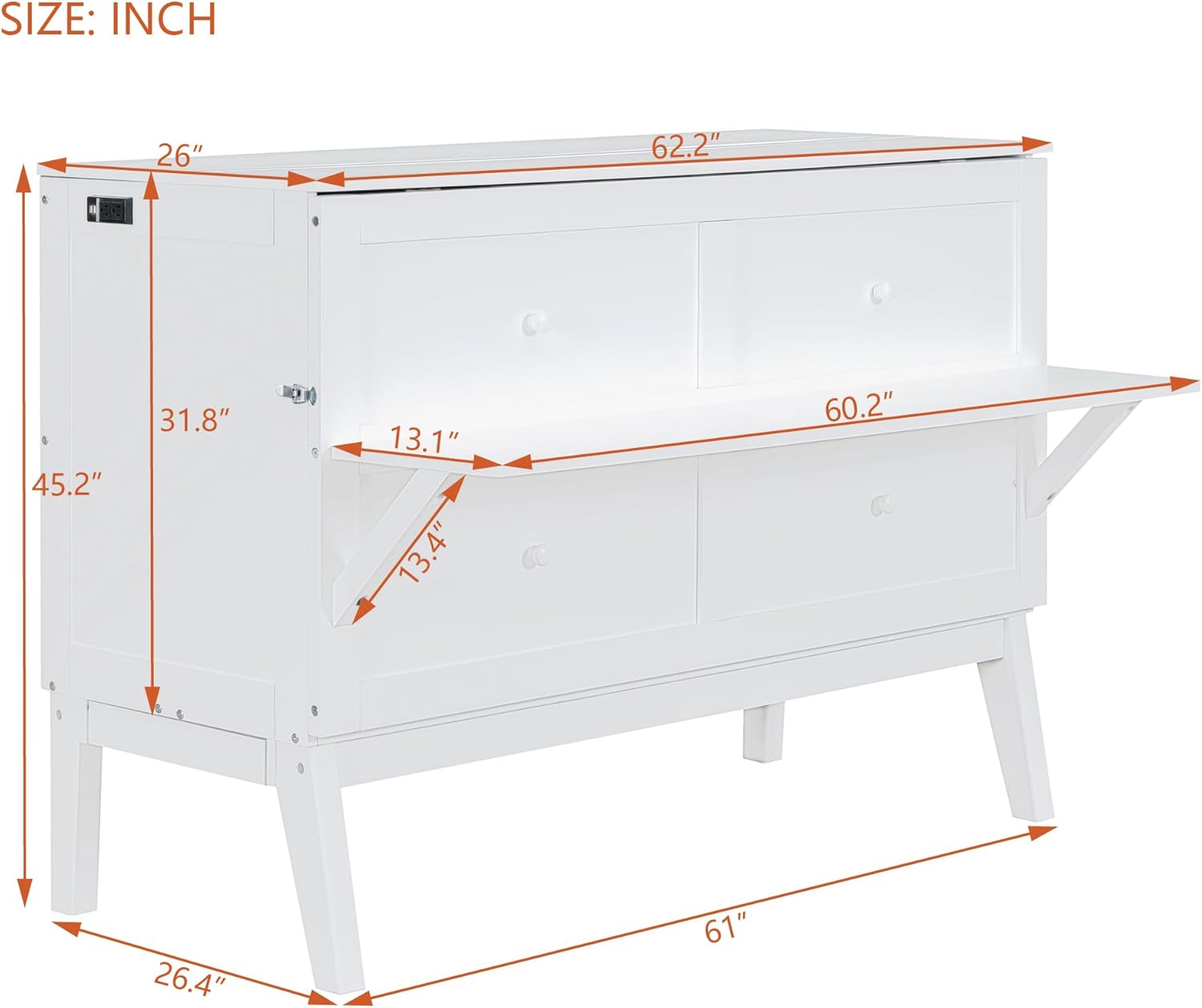 Queen Murphy Bed with Desk, Shelves, and Charging Station B221925