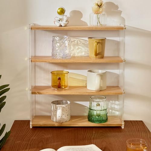 Acrylic Desktop Organizer with Wood Shelf X79705