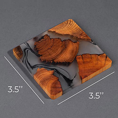 Wooden Coasters Set with Holder, Cedar Wood, 4-Pack P3709