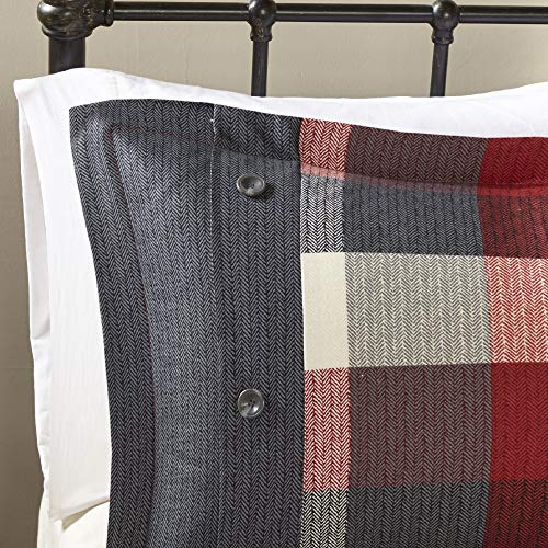 Red Plaid Herringbone Comforter Set King 7 Piece F10742
