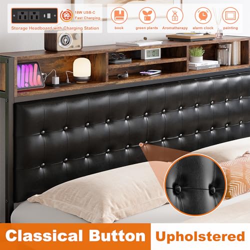 Queen Bed Frame with 4 Drawers and Charging Station F396496