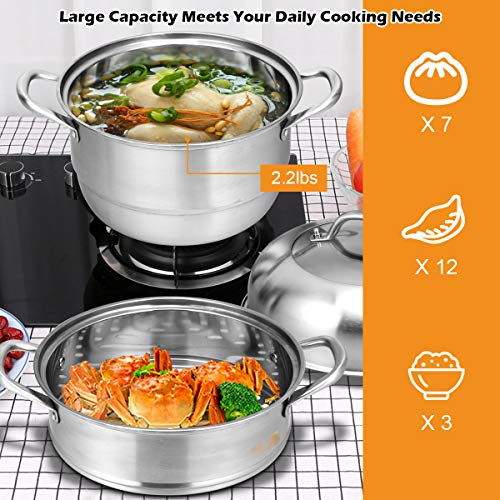 4-Tier Stainless Steel Steamer Pot with Glass Lid I1113