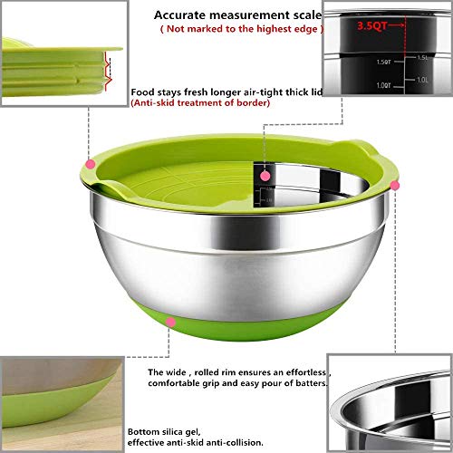 Stainless Steel Mixing Bowls with Airtight Lids, 6 Piece Colorful Nesting Set J126808