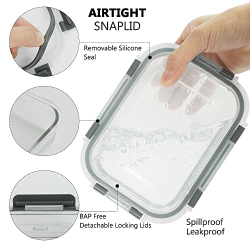 Glass Storage Containers with Airtight Snap Locking Lids, 24pc A96341