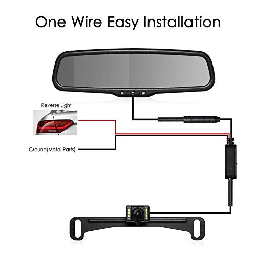 Rear View Mirror Camera with 4.3" Monitor, Night Vision, IP68 Waterproof Backup Camera for Car L261
