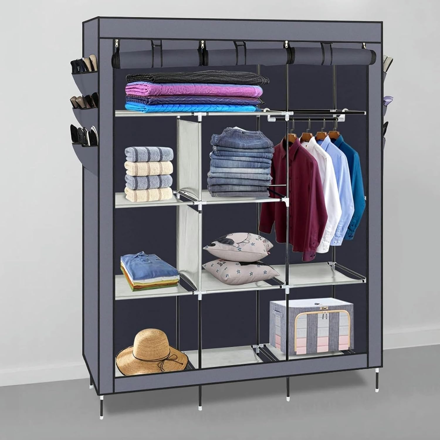 Multifunctional Wardrobe Organizer with Hanging Shelves O77131