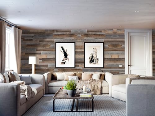 3D Vintage Barnwood Wall Panels, Brown, 30 sq ft T38378