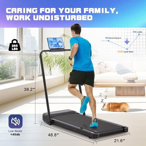 Under Desk Walking Pad Treadmill, 3 in 1 Portable Mini Treadmill for Home and Office, 265 lb Capacity with Remote Control and LED Display Z686
