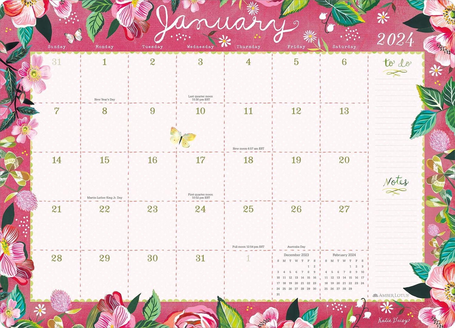 Desk Pad Monthly Calendar 2023-2024, 18.75" x 13.5" D778