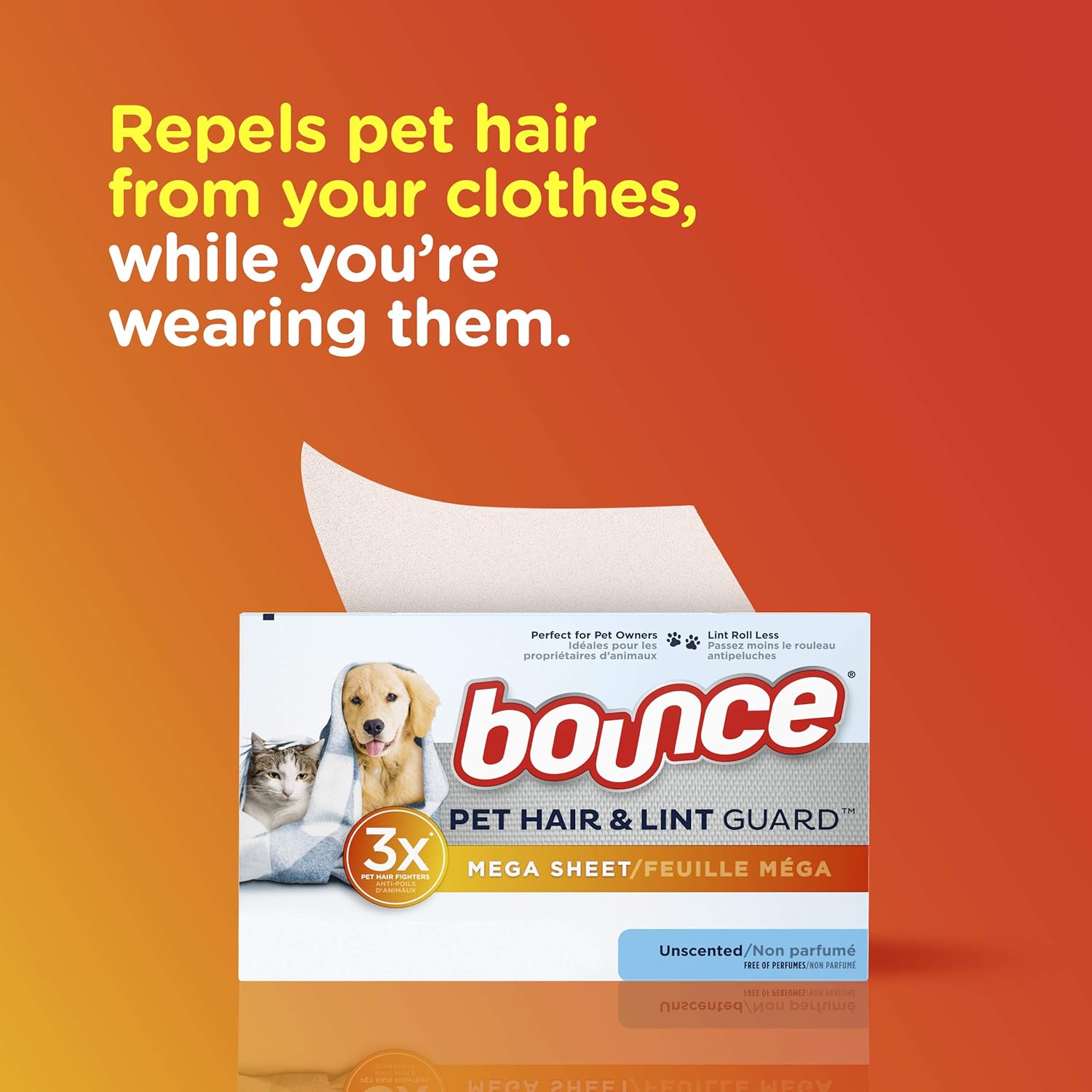 Pet Hair and Lint Guard Dryer Sheets, Unscented, 120 Count Z3232