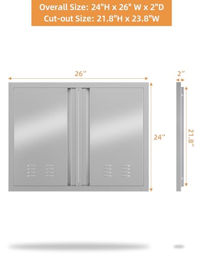Stainless Steel Outdoor Kitchen Access Door, 20" H x 14" W, Recessed Handle C4966