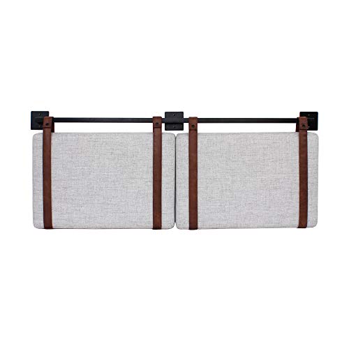 Modern Wall Mount Hanging Headboard, Queen, Brown Faux Leather M329264