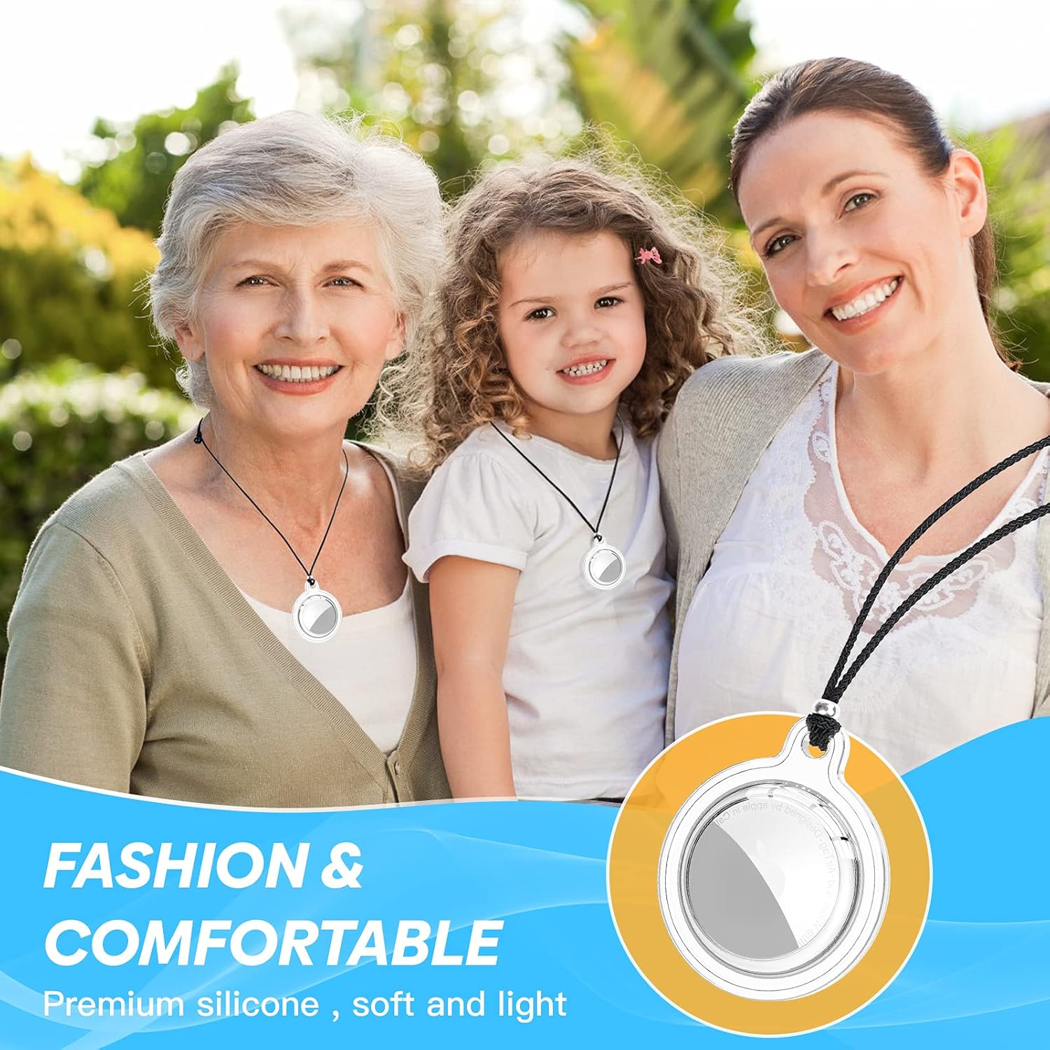 Adjustable Waterproof AirTag Necklace Holder for Kids and Adults Z7192