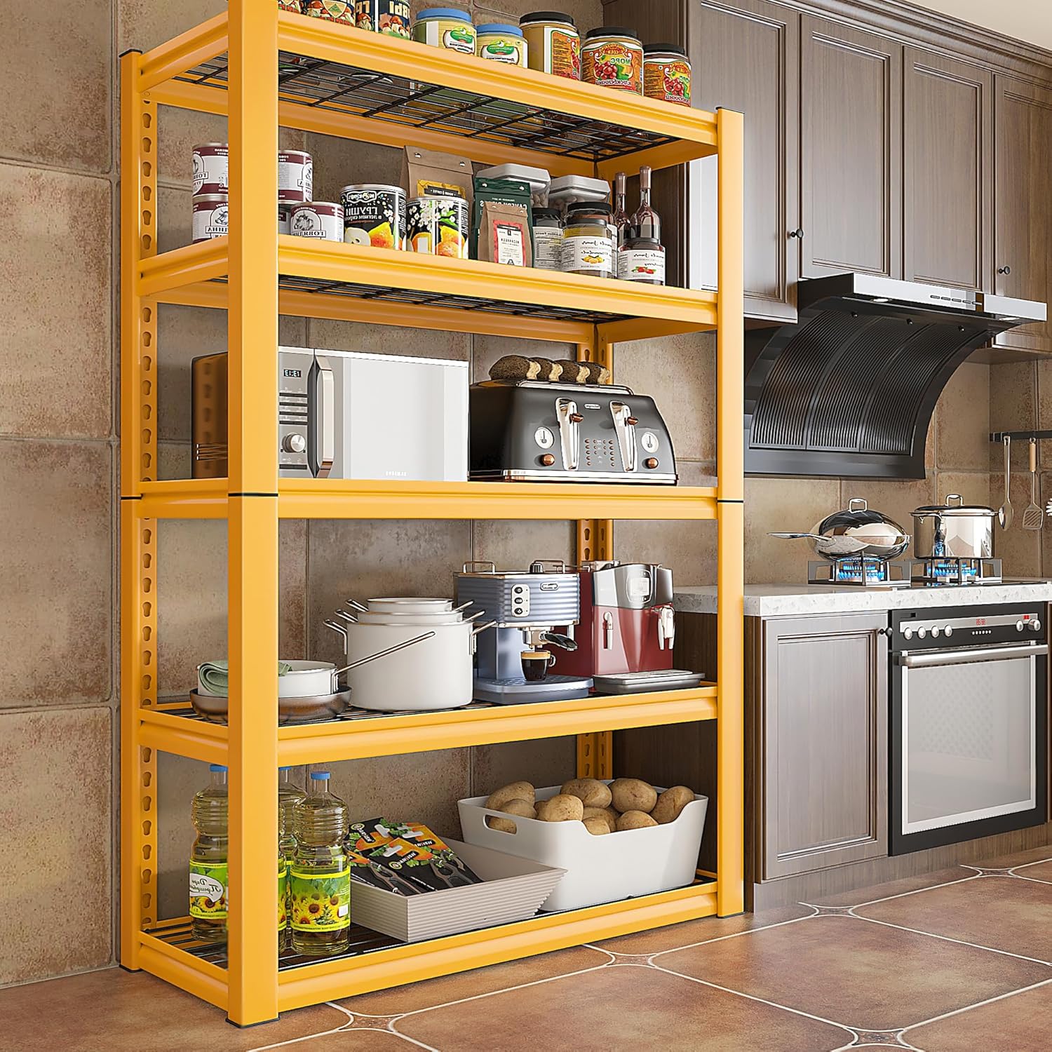 Heavy Duty 5-Tier Garage Shelving Unit, Adjustable Metal Storage Rack W740935
