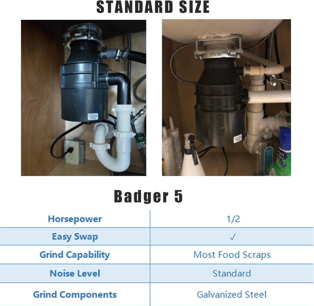 Garbage Disposal with Cord, 1/2 HP Continuous Feed, Black Z109