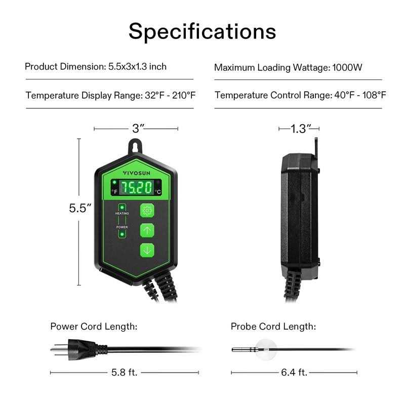 Digital Heat Mat Thermostat Temperature Controller for Reptiles S398