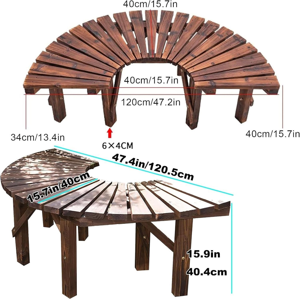 Outdoor Curved Wooden Bench for Garden Patio Lawn Y996