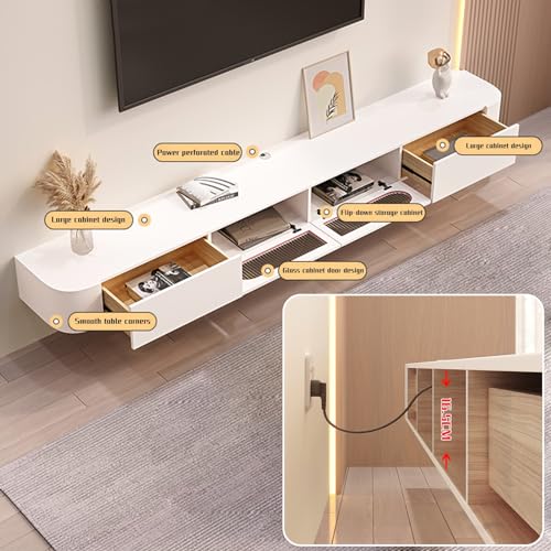 Floating TV Stand with 2 Cabinets, Wall Mounted TV Console, Grey U580276