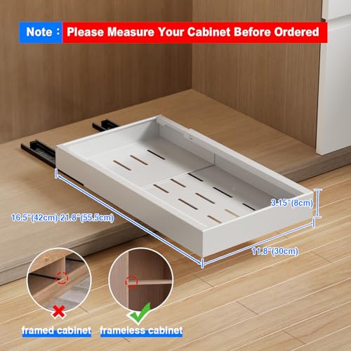 2 Pack Pull Out Cabinet Organizer, Expandable Depth 16.5-21.8 Inches, White H2269