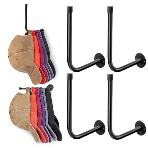 3 Pack Hat Racks for Baseball Caps,Metal Hat Holder Storage Organizer,Space Saving Holds 20 Caps Modern Design Wall Mount Hat Organizer for Entryway, Bedroom,Closet(Black)