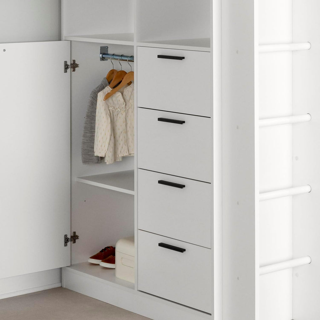 Twin Murphy Bed with Desk, Pure White, Wood S192