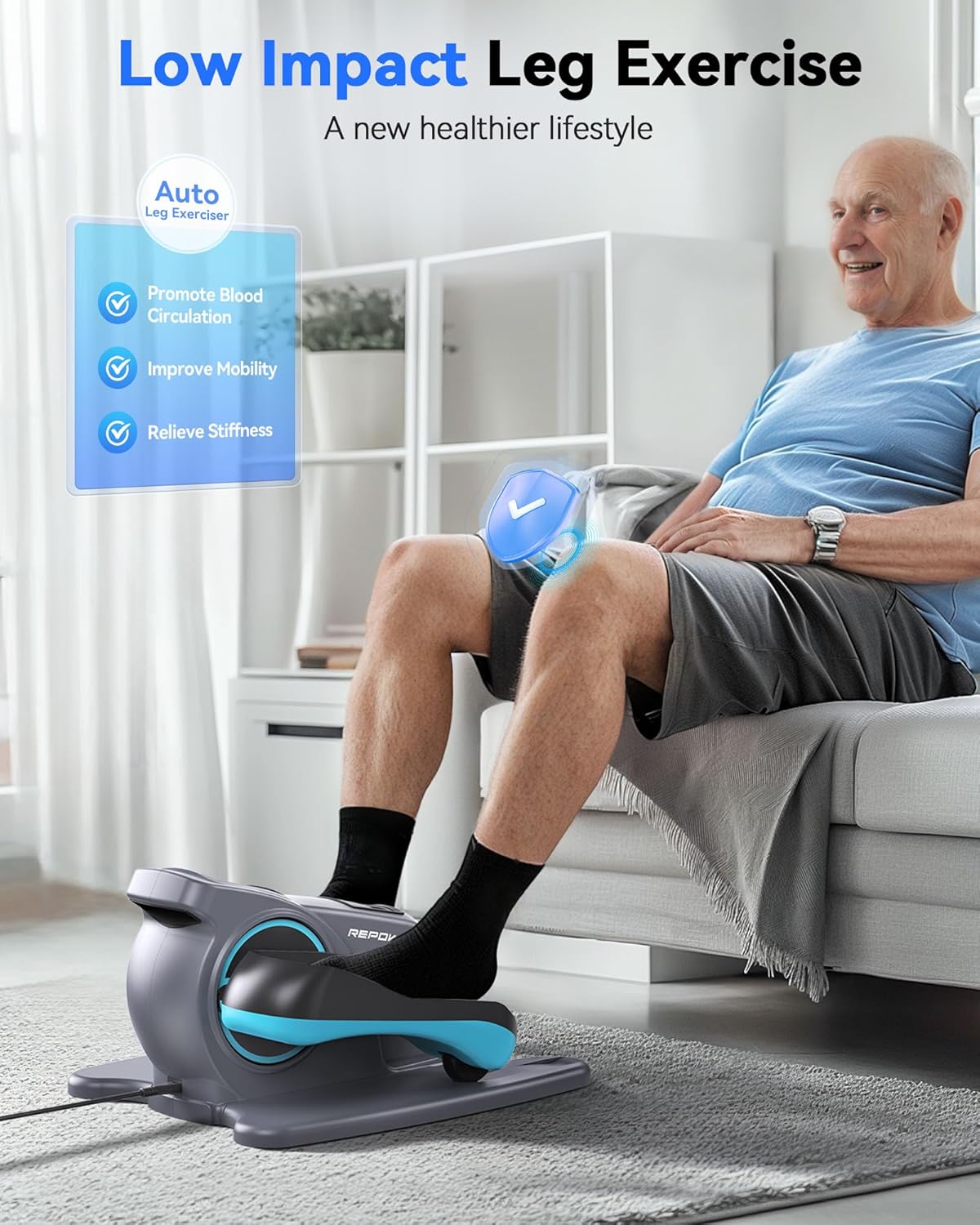 Under Desk Elliptical Machine for Seniors, Quiet Pedal Exerciser with Adjustable Speed Q71796