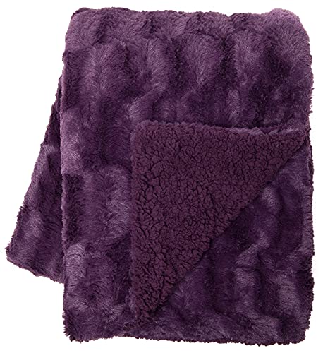 Embossed Faux Fur Throw Blanket, Soft Lightweight, 50" x 65", Gray C91341