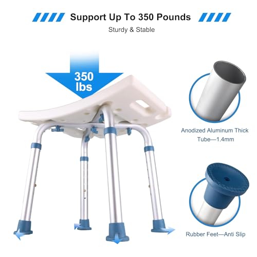Shower Stool with Heavy Duty Crossbar, Height Adjustable Bath Chair, 500 lbs Capacity H9850