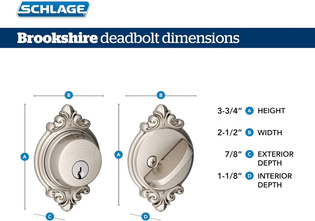Deadbolt with Brookshire Trim, Keyed 1 Side, Aged Bronze L897183
