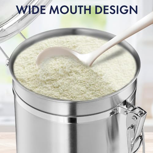 165oz Stainless Steel Airtight Food Storage Canister with Clear Lid and Locking Clamp A36031