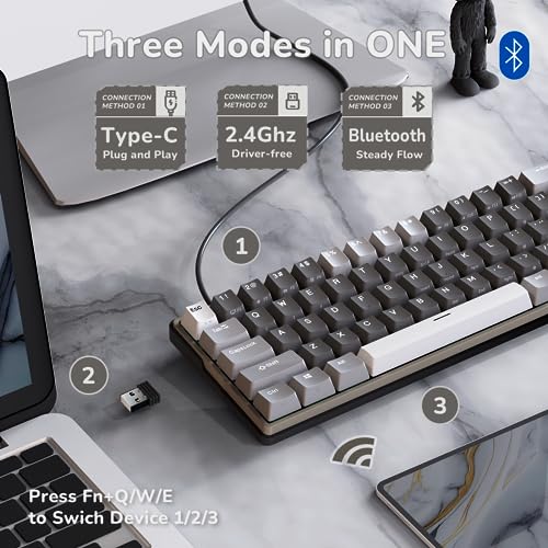 Wireless 60% Mechanical Gaming Keyboard, Hot Swappable RGB, Bluetooth/2.4G/USB X692