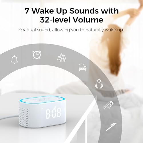 Digital Alarm Clock with White Noise, 21 Soothing Sounds, 7 Wake Up Sounds, 8 Night Lights U76043