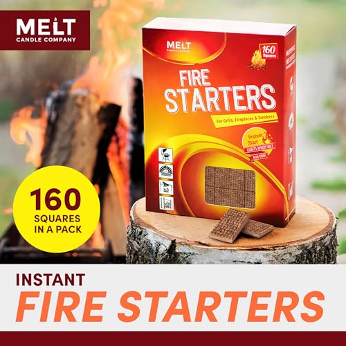 Fire Starter Squares, 160 pcs for Campfire, Grill, Fire Pit, BBQ Z662