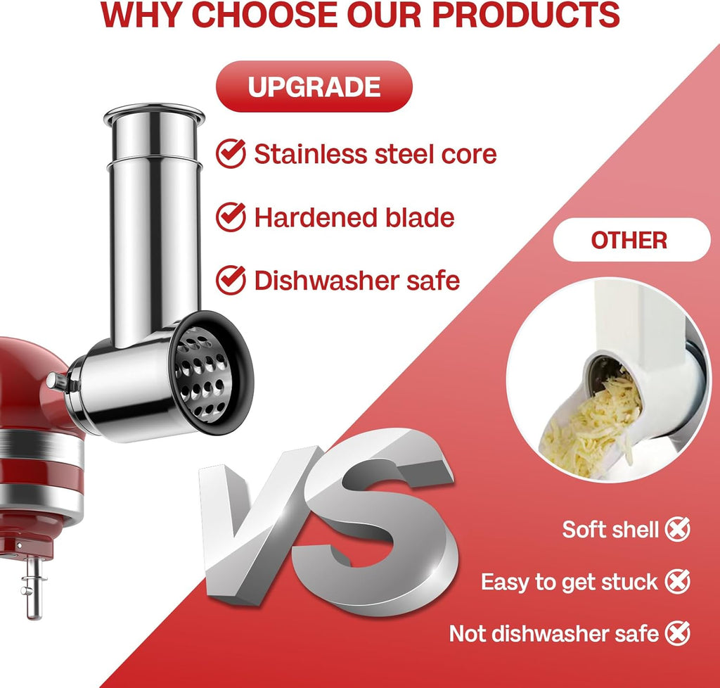 Stainless Steel Cheese Grater Attachment for Stand Mixer, Vegetable Slicer Shredder B304