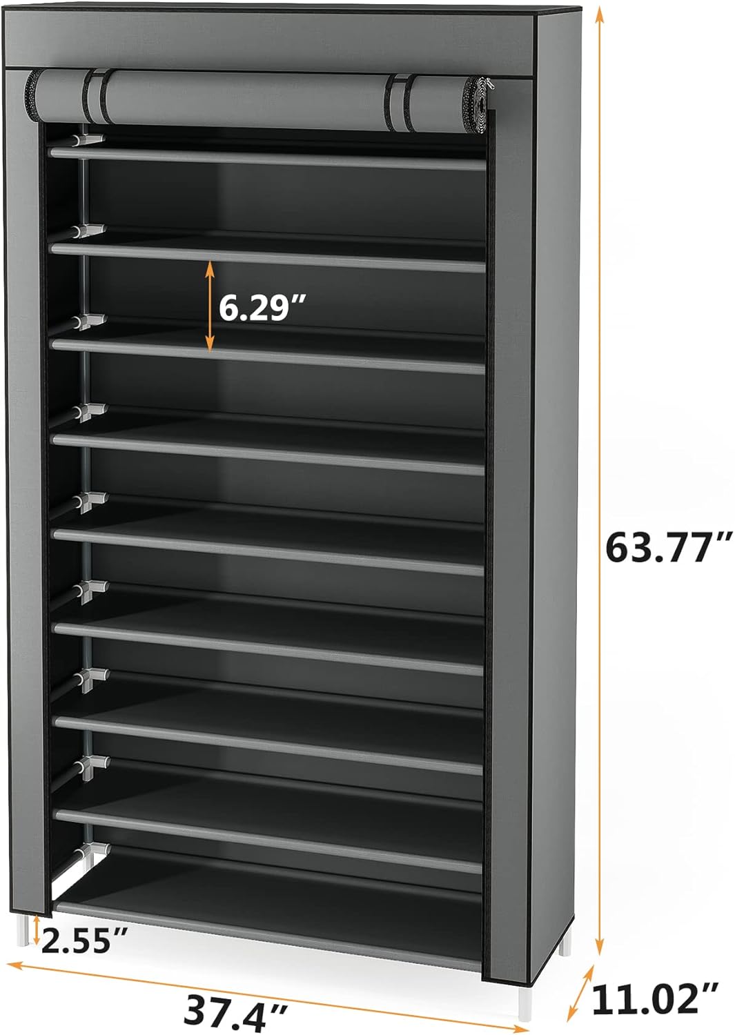 10-Tier Shoe Rack with Cover, Vertical Shoe Storage Cabinet for Closet and Entryway F539